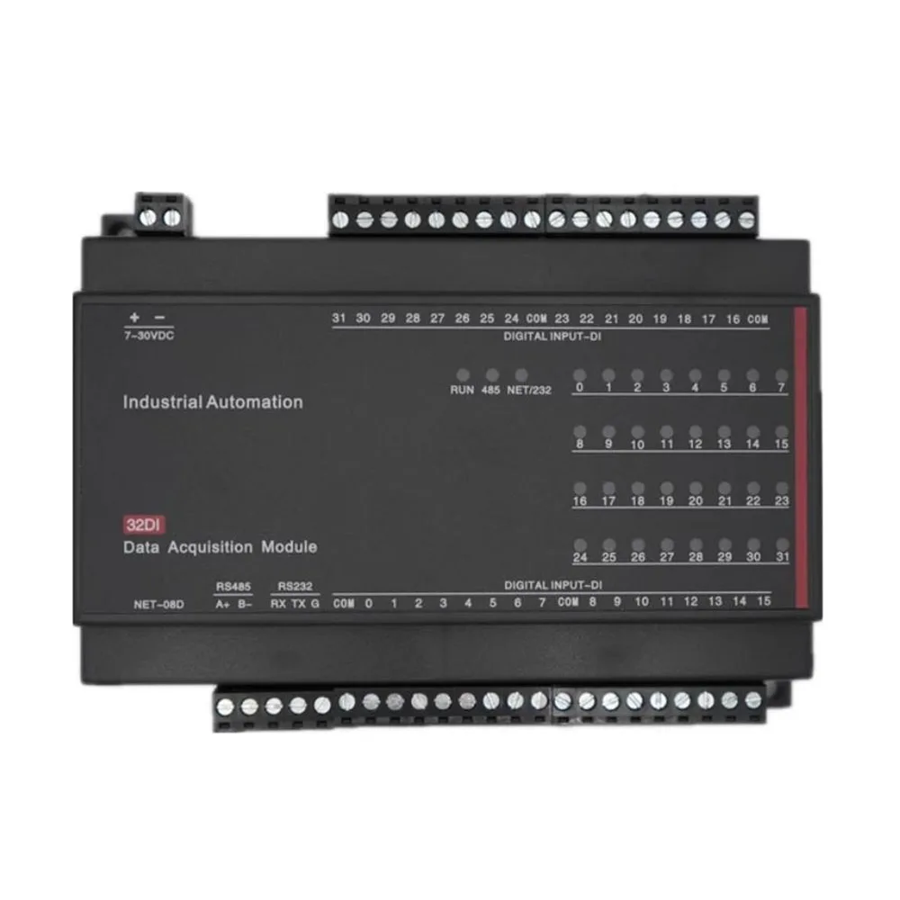 

RTU-308D 32DI digital input module button and other status information collection Upload the upper computer through RS485