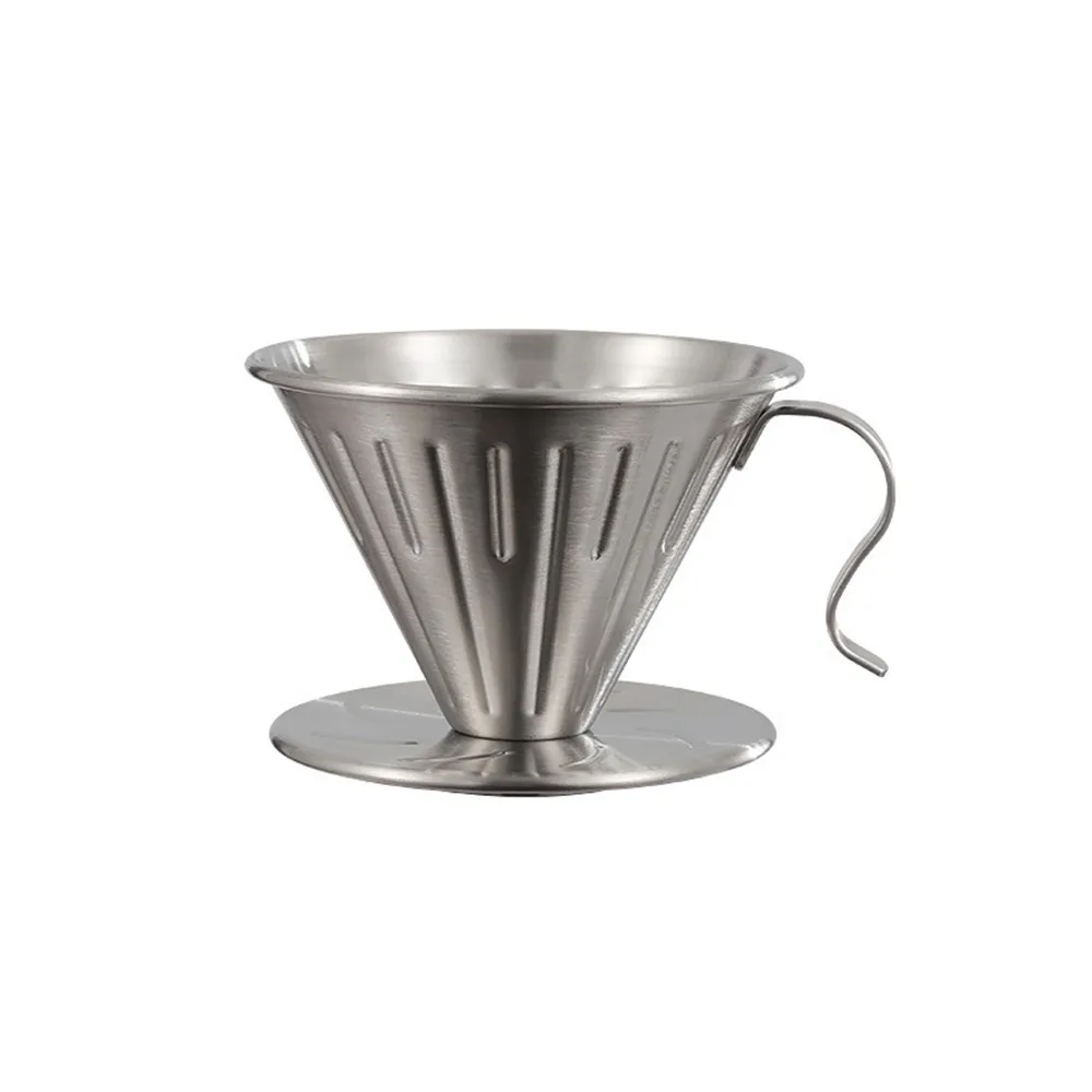 

304 Stainless Steel Coffee Filter Cone 2 Sizes Anti-scald Handle Reusable Coffee Filter Cup Non-slip Heat-resistant