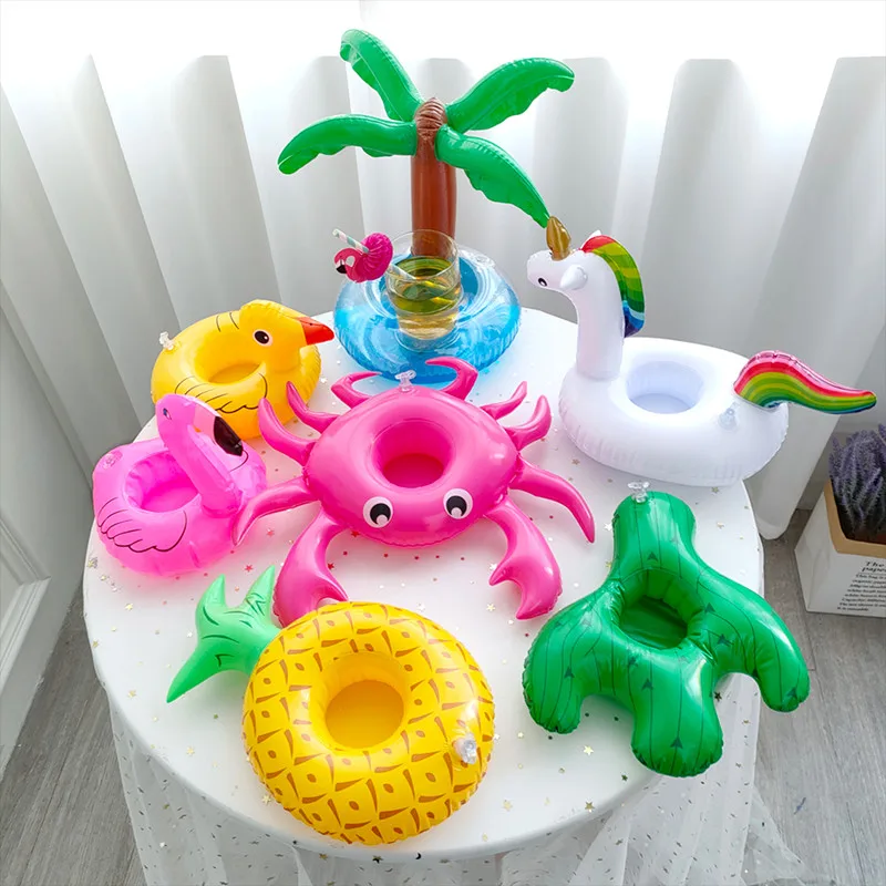 1pcs Inflatable Cup Holder Unicorn Flamingo Drink Holder Swimming Pool Floating Toy Hawaiian Wedding Birthday Party Decoration