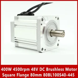 400W 4500rpm 48V DC Brushless Motor Square Flange 80mm 80BL100S40-445 Body length 100mm