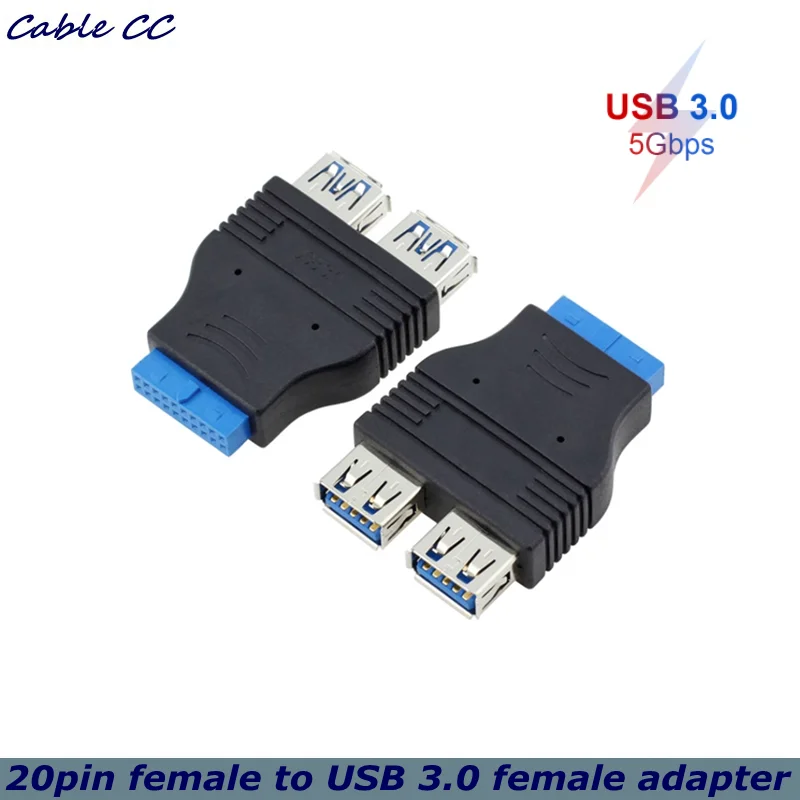 20Pin USB 3.0 to USB 2.0 Internal Splitter for Windows USB 3.0 Motherboard Adapter, Blue,