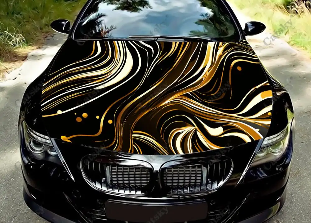 

Абстрактная Золотая градиентная виниловая наклейка на капот автомобиля виниловая пленка наклейки на крышку двигателя универсальная защитная пленка на капот автомобиля