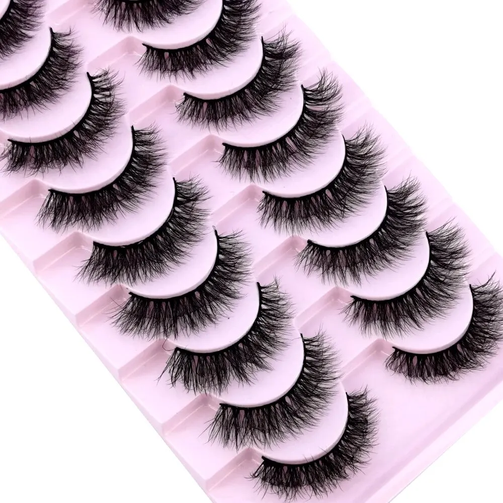 Pestañas postizas de ojo de gato, pestañas de visón falso, extremo alado, pestañas alargadas, suaves, naturales, largas, tiras completas, 10 pares