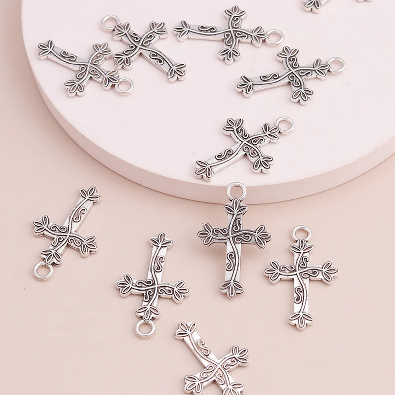 Leslie 20 stücke Legierung Kreuz bezaubert religiöse Kruzifix Anhänger für DIY Schmuck machen Accessoires hand gefertigte Ohrringe Halsketten – Detail 3