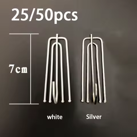 White Silver Metal Four Fork Curtain Tape Hook Cloth Ring Clamp Tracks DIY Single Hook Home Window Decor Curtain Accessory D4