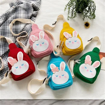 Sevimli Küçük Tavşan Crossbody Çanta Kız Mini Tavşan Kanvas Çanta Yeni Göğüs Çantası Çocuk Cüzdan Büyük Kapasiteli Çanta Yeni 2025