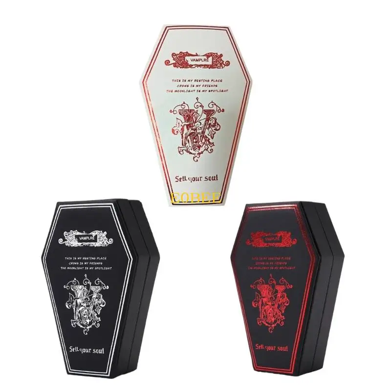 

E0BE Terrifying Themed Coffin Jewelry Case Waterproof PU Material For Home Decors Storage