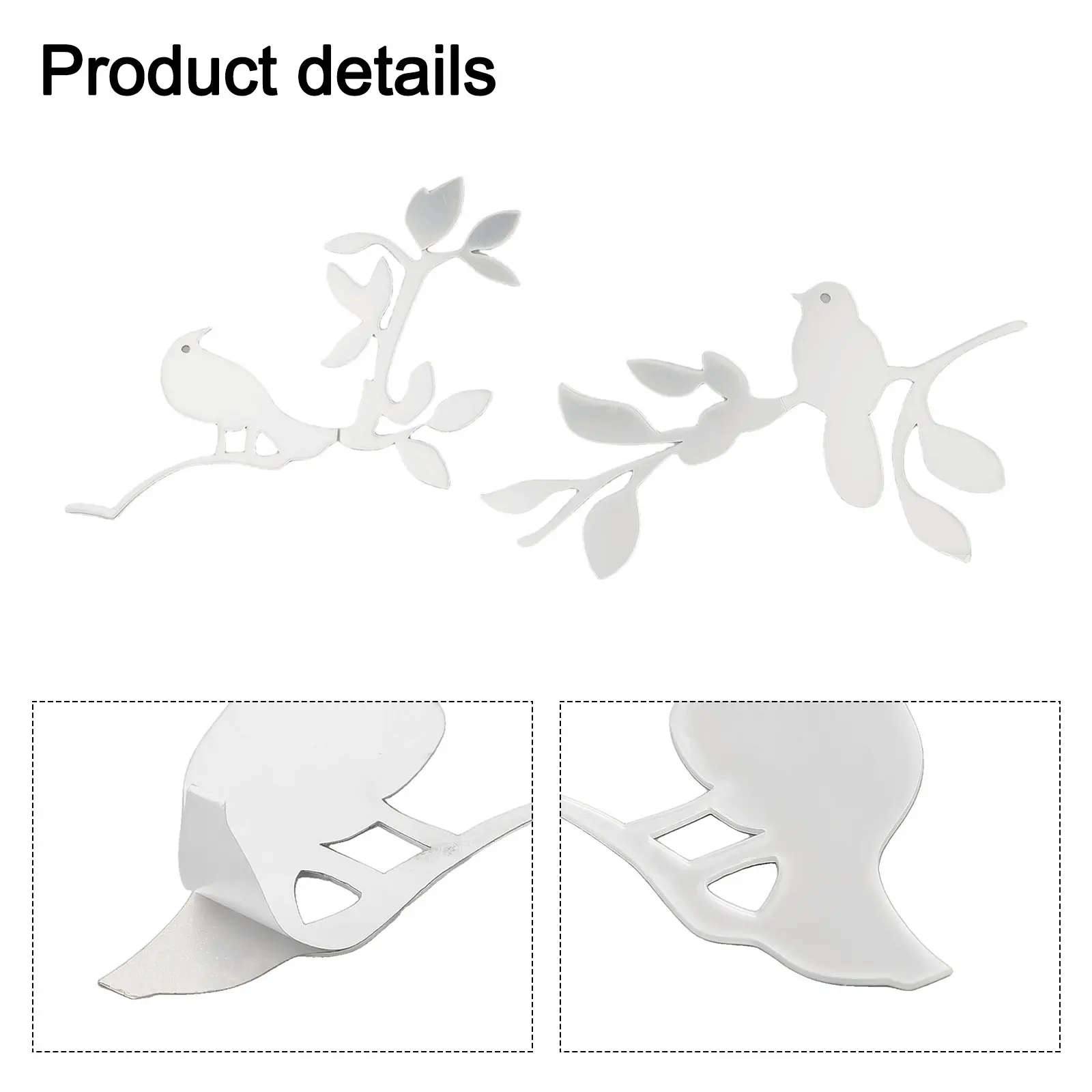 3D Bird Design Mirror Wall Decal Optimized for Acrylic Materials - Removable Sticker for Home Interior Decoration Projects