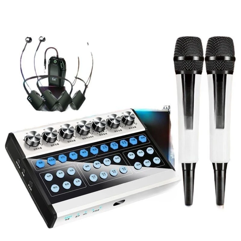 

Sound card live singing indoor and outdoor full set of wireless microphone wireless earphones 2025 new