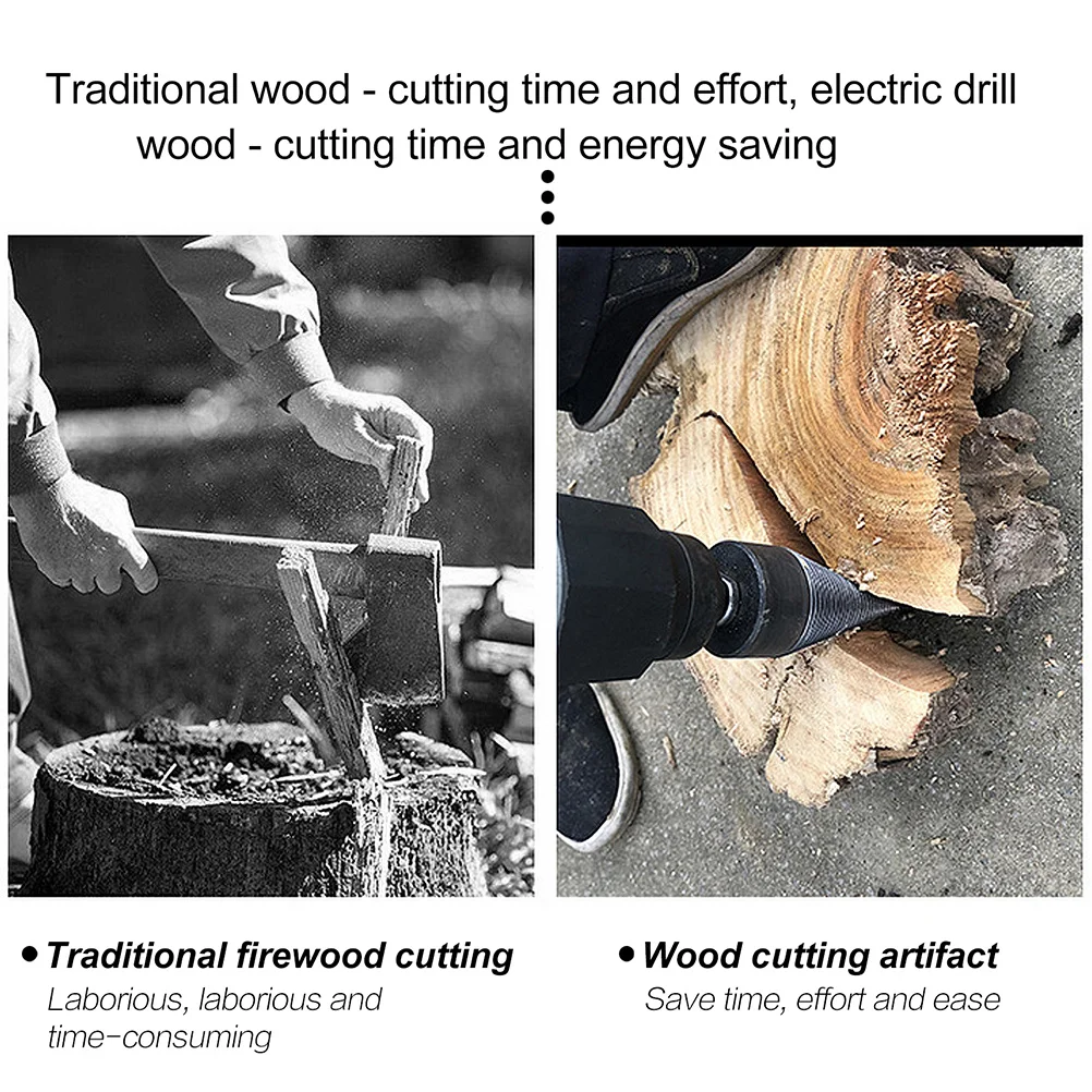 1Set Wood Splittng Bits Firewood Drill Bit Kindling Splitter High Hardness Anti Skid Groove Design Durable Splitter Drill Bit