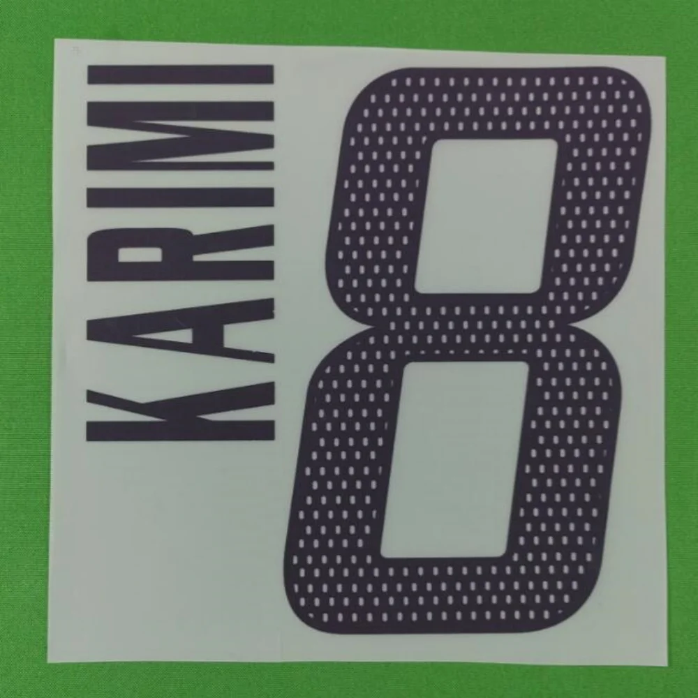 Super A soccer 2004 2005 KARIMI number font print, Hot stamping patches