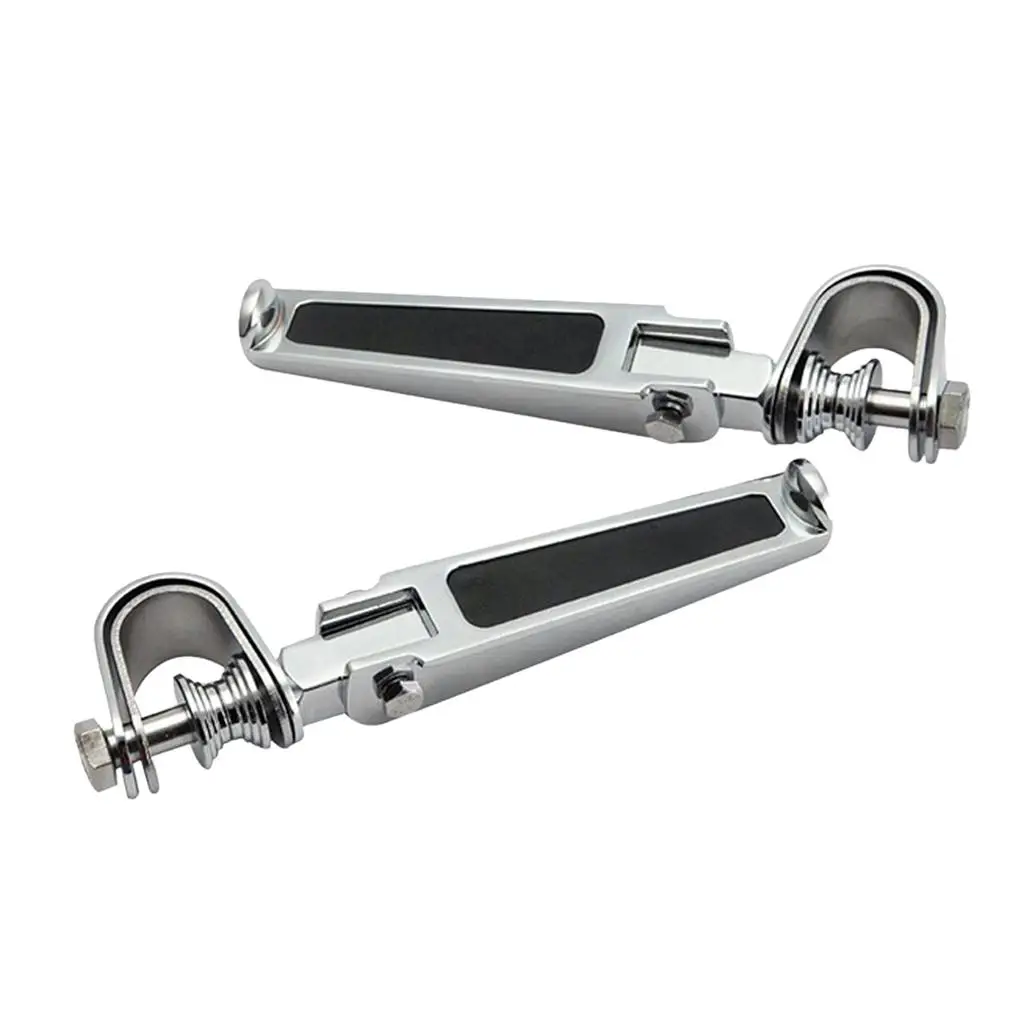 2 Pieces Silver Universal Motorcycle Footpeg Bracket Folding Motor