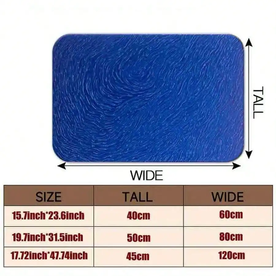 1pc Flannel Floor MatModern Abstract Blue Swirl Ripple Print Non-Slip Area Rug Dynamic Fluid Pattern Decorative Floor MatNon-Slip, Machine Washable, Soft Area