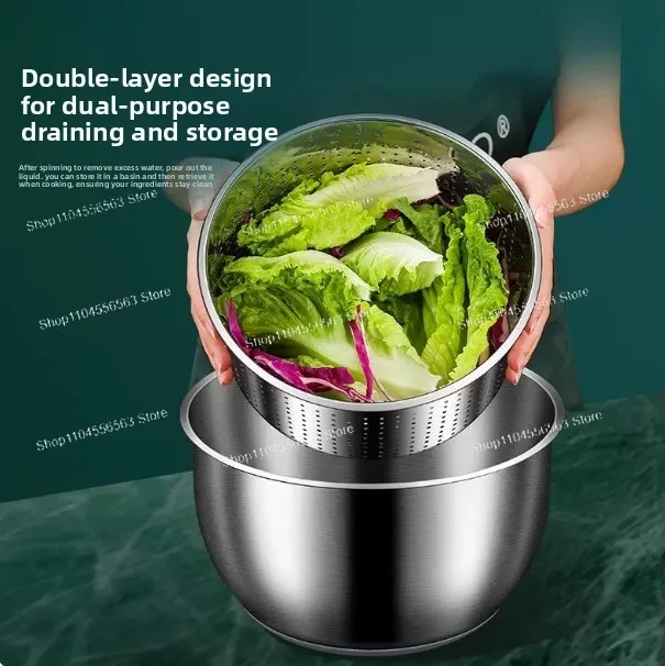 Newly upgraded 304 stainless steel inner basket dehydration machine salad and fruit cleaning tool