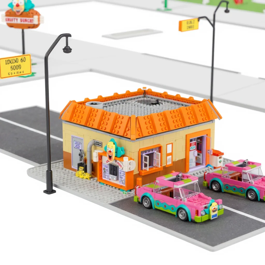 

1635pcs In stock Creative Street view The Simps: Burger restaurant kitchen model building blocks building blocks DIY toys gifts
