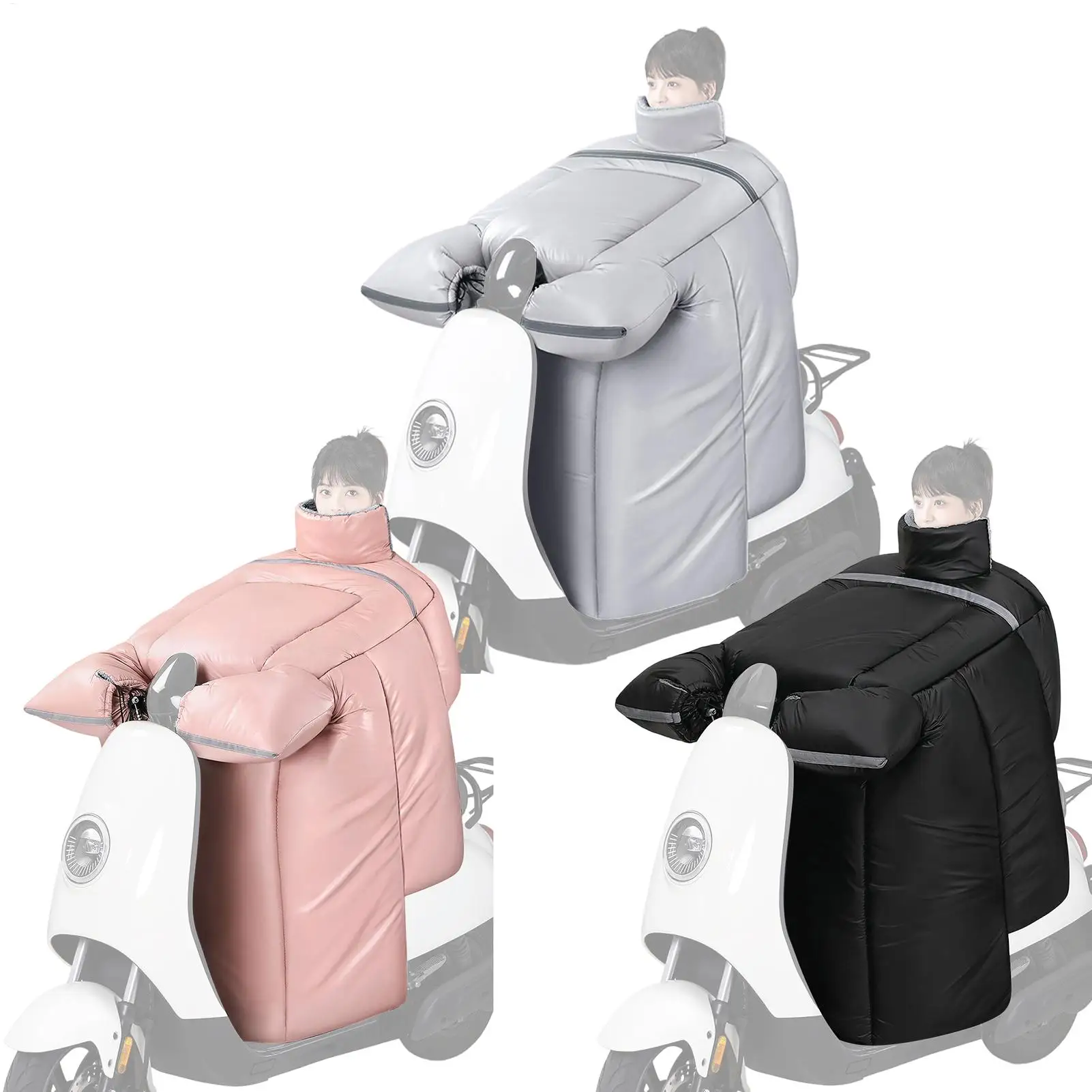 

Фартук для ног скутера, водонепроницаемое одеяло для верховой езды, плюшевая подкладка, ветрозащитный чехол для ног мотоцикла с перчатками для женщин, зимний скутер