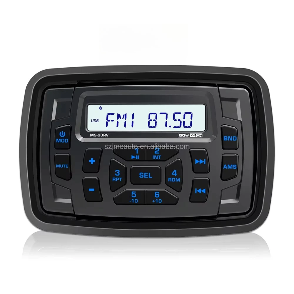 STLF  Marine Stereo Digital Media Receiver Boat Radio IPX5 Waterproof MP3 Player BT Music FM AM for ATV UTV SUV RV Golf