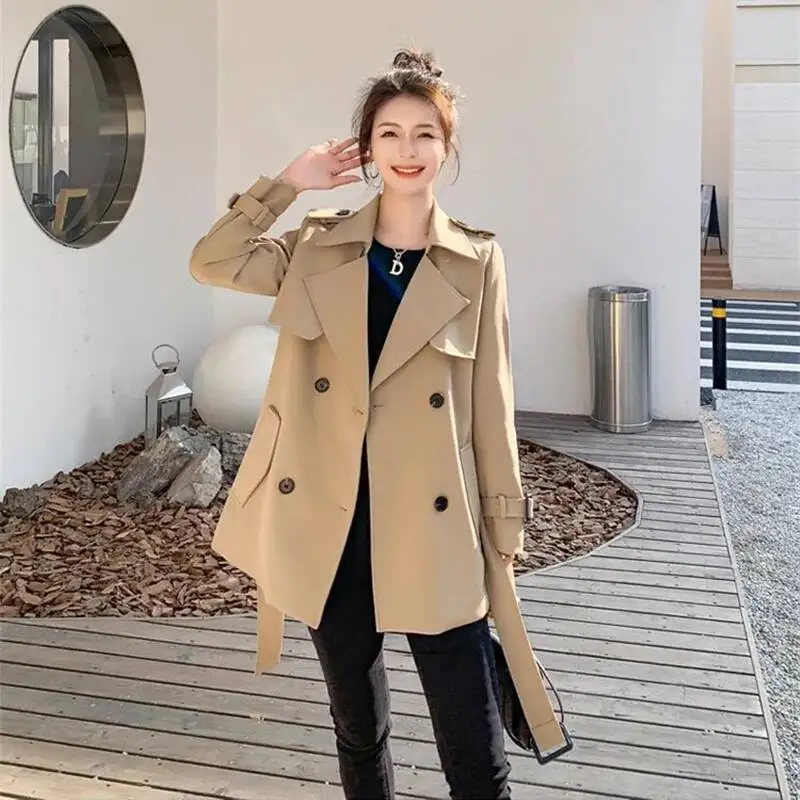 

Khaki Windbreaker Women Korean Solid Outdoor Slim Trench Coat Female Spring Fashion Clothing Lace-UP Outerwear