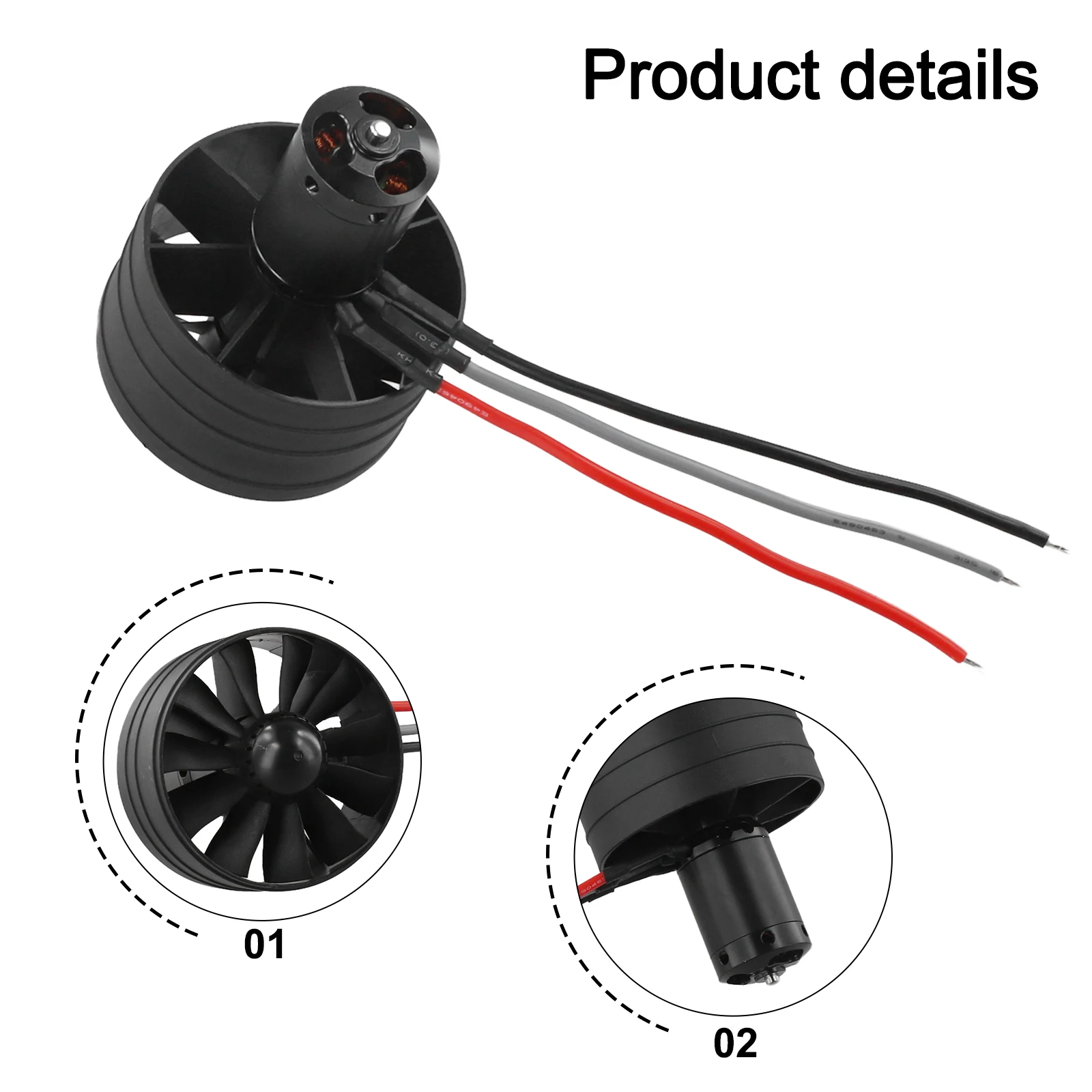 Model Aircraft Fans 64mm EDF Motor Advanced Cooling System For Motor Multi Layer Safeguards High Speed Motor 1600g Thrust