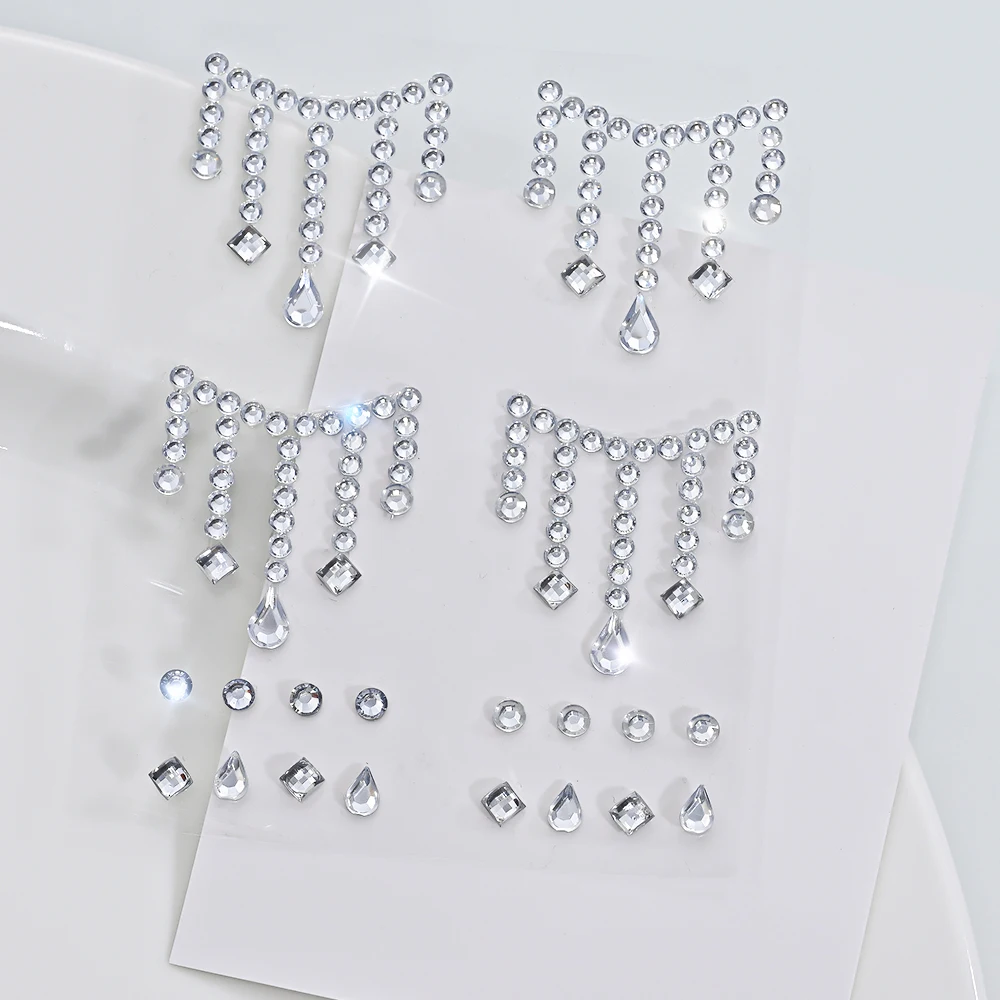 1 قطعة ثلاثية الأبعاد الماس الدمعة الأحجار الكريمة ملصقات الوجه تألق كريستال زجاج الراين ملصقات لجميع القديسين تأثيري الوجه ماكياج الديكور #3