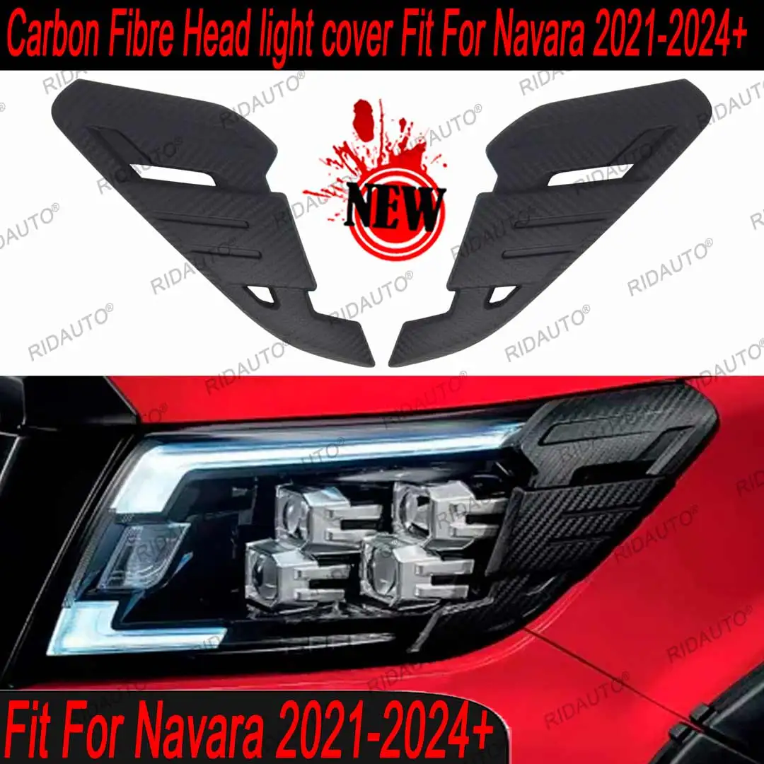 Headlamp Headlight Protection Head Lamp Light Cover Carbon Fiber Style Sticker Decorative Decoration For NISSAN NAVARA 2021 2022