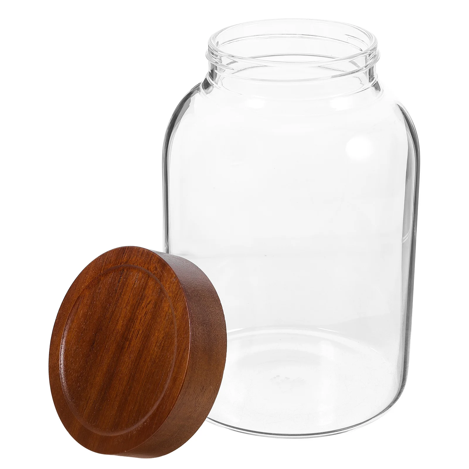 جرة تخزين محكمة الغلق من الزجاج البورسليكات العالي، غطاء خشبي، حاوية طعام متعددة الأغراض لاستخدام المطبخ في حبوب البن والشاي والدقيق