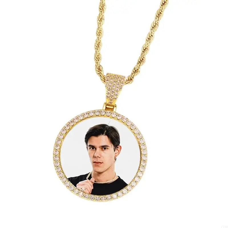  Copper Photo Pendant Necklace Customizable Design Clavicle Chain for Longevity