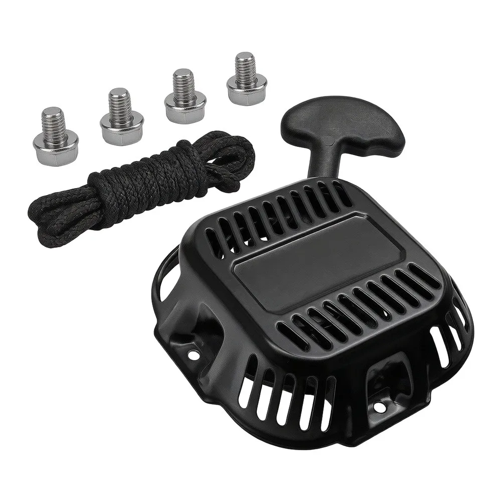 Gas Engine Starter Pull Start Assembly For Outdoor Power Equipment Reliable Performance Includes Mounting Nuts