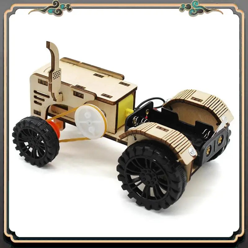 ASMA-DIY Wooden Tractor Car DIY Model Teaching Learning Stem Project Kit Wooden Tractor Car 1Set