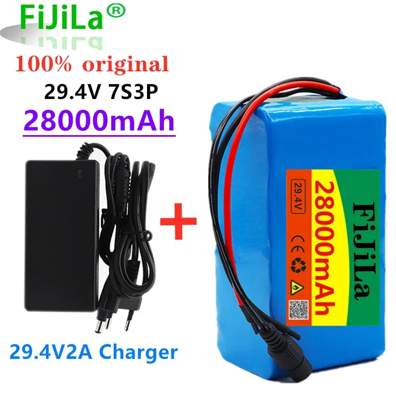 Nuova Batterie 24V 28Ah 7S3P 18650 29.4 v 28000mAh BMS pour vélo électrique/batterie agli ioni di litio + caricatore 29.4 V 2A