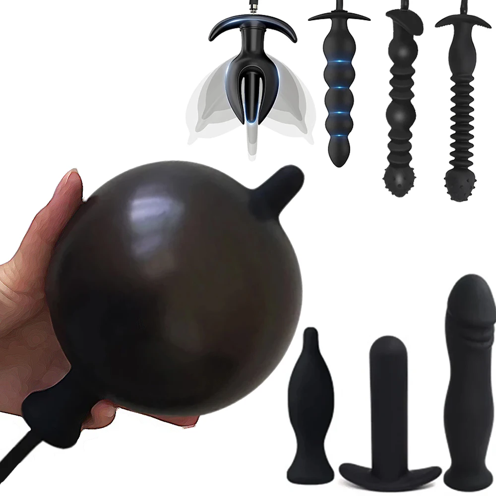 Inflatable Anal Dildo Plug Expandable Butt Plug with Pump Sex Toys for Women Men Anal Dilator Massager Adult Products