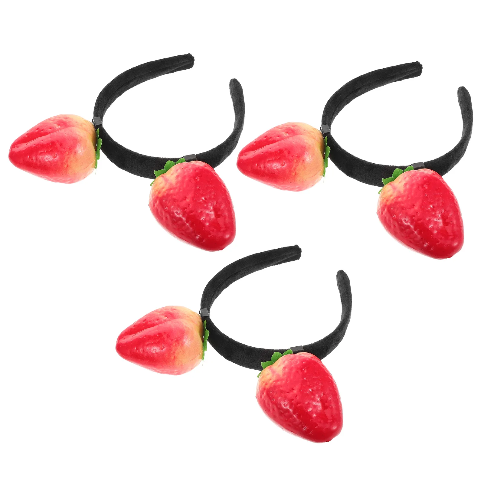 

3pcs Strawberry Headband Plastic Lightweight Fruit Theme Party Accessories Halloween Cosplay Costume Hair Novelty
