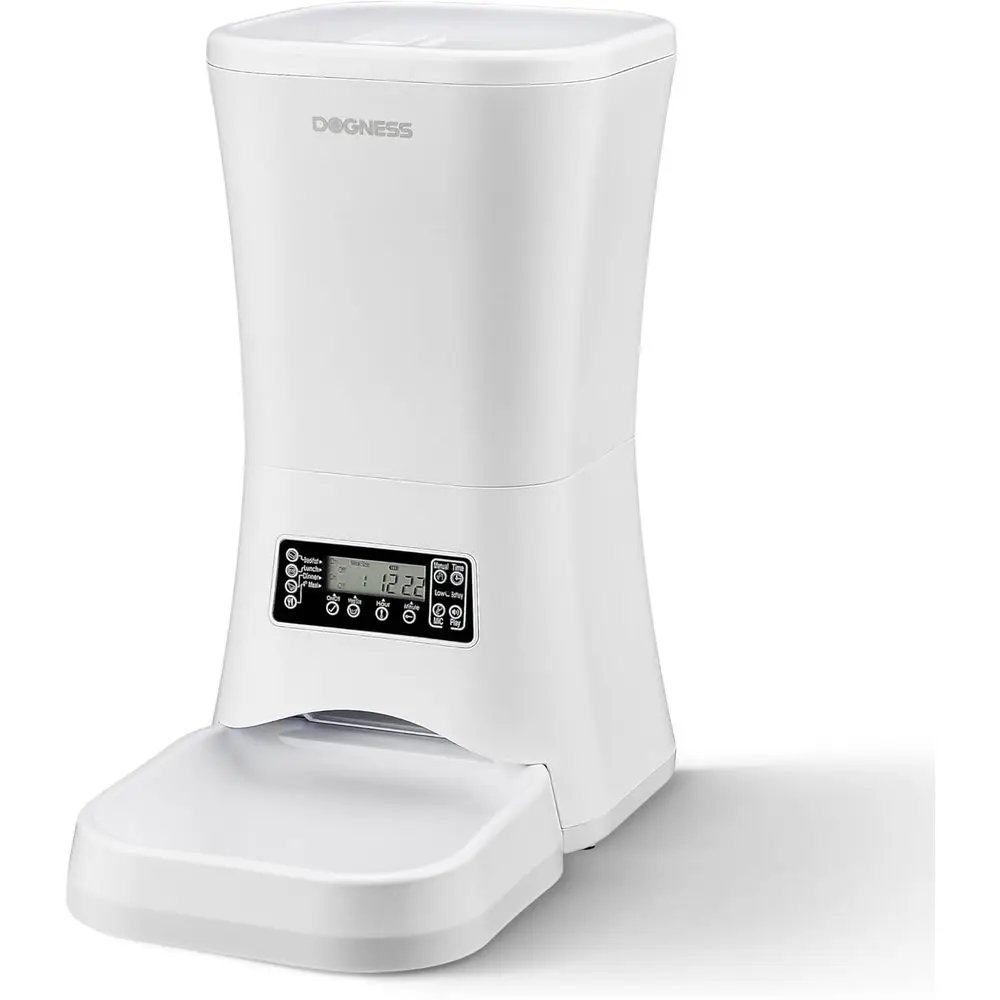 

Extra Large Automatic Dog Feeder with Timer, Programmable, Portion Control, Voice Recording, Battery/Plug-in (White)