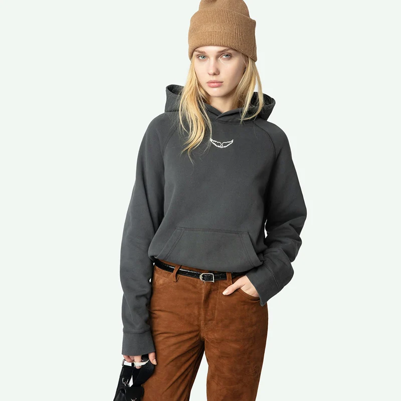 

Новая женская толстовка для ранней весны с цифровой печатью, на флисовой подкладке, с магнитной застежкой, буквами и стразами, женская толстовка-свитшот