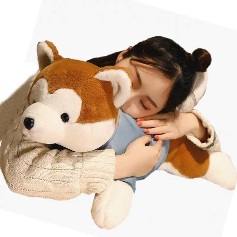 High Quality Lifelike Akita Dog Plushie Toy Stuffed Animals Real Touch Shiba Inu Long Plush Doggie Massgage Throw Pillow for Boy