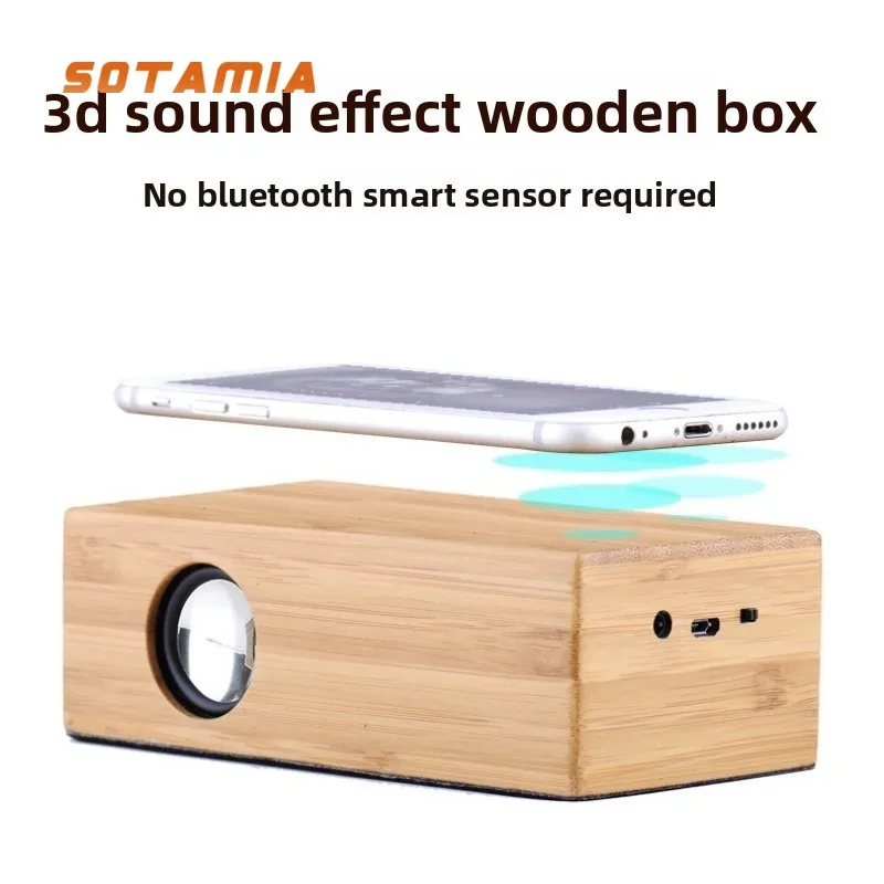 

SOTAMIA 1PCS Log Color Wooden Speaker Mobile Phone Induction Wireless Computer Speaker Dual Magnetic Glass Fiber Basin 16 Core