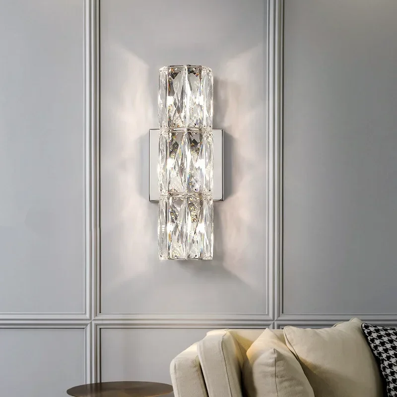 Modern High-end Crystal Wall Led Lights Nordic Luxury Living Room Bedroom Bedside Long Hotel Villa Dining Corridor Bracket Lamps