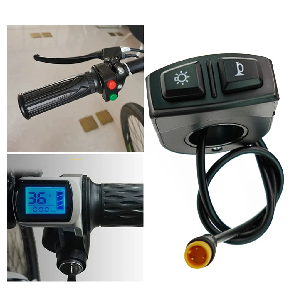 

1pc Bike Switch 3pin For 22.2mm Handbar Electric Bike 2in1 Switch Buttom Headlignt Speaker Switch Abs Electric Vehicle Component