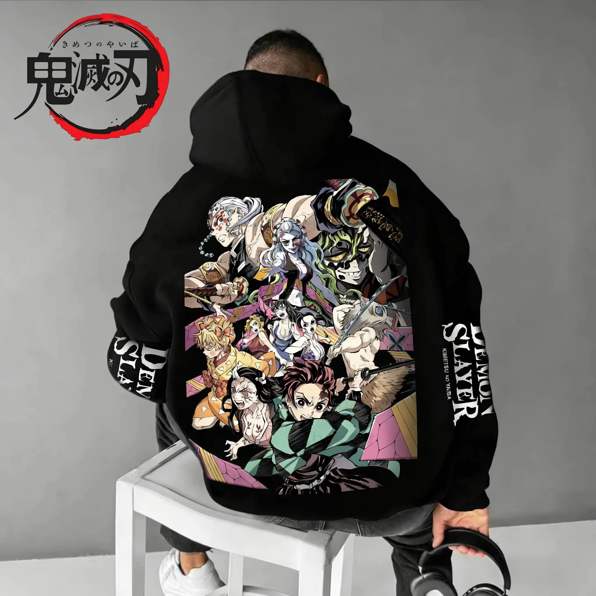

Demon Slayer Anime Co Branded Zipper Hoodie Men's and Women's Autumn_Winter New Style American Hip Hop Casual Loose Sweater Top
