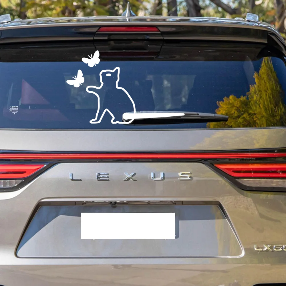 New Butterfly Cat Decal For Auto Rear Wiper Decor Sticker Removable Auto Window Stickers