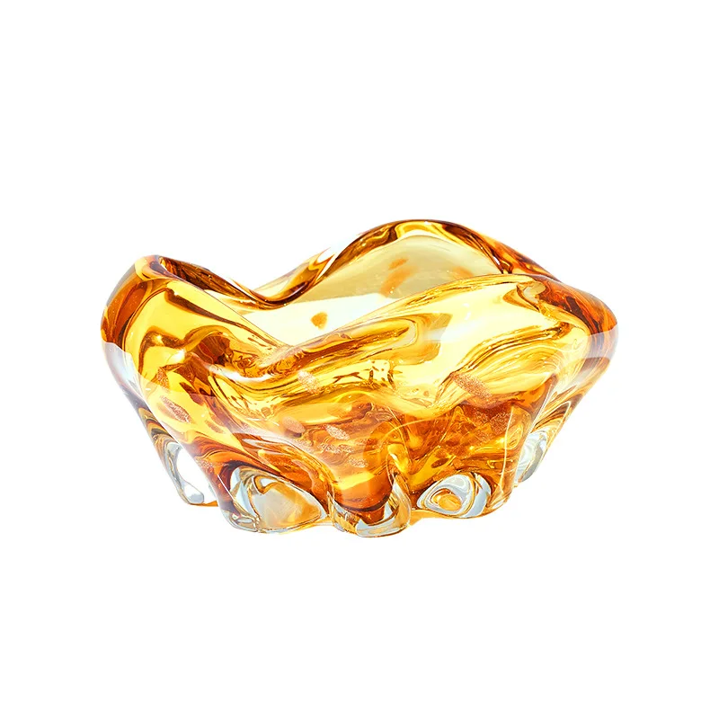 New Chinese light luxury amber glazed ornament hotel front desk high-end fruit plate living room tea table snack plate decoratio