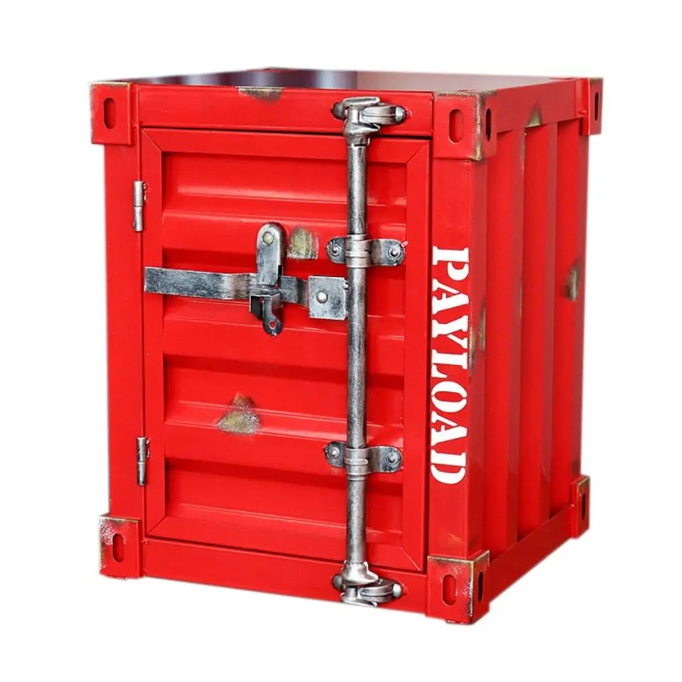 منضدة حاوية صناعية - خزانة تخزين عتيقة، طاولة بجانب السرير ريفية، معدنية وخزانة ملابس، ديكور منزلي فريد #5