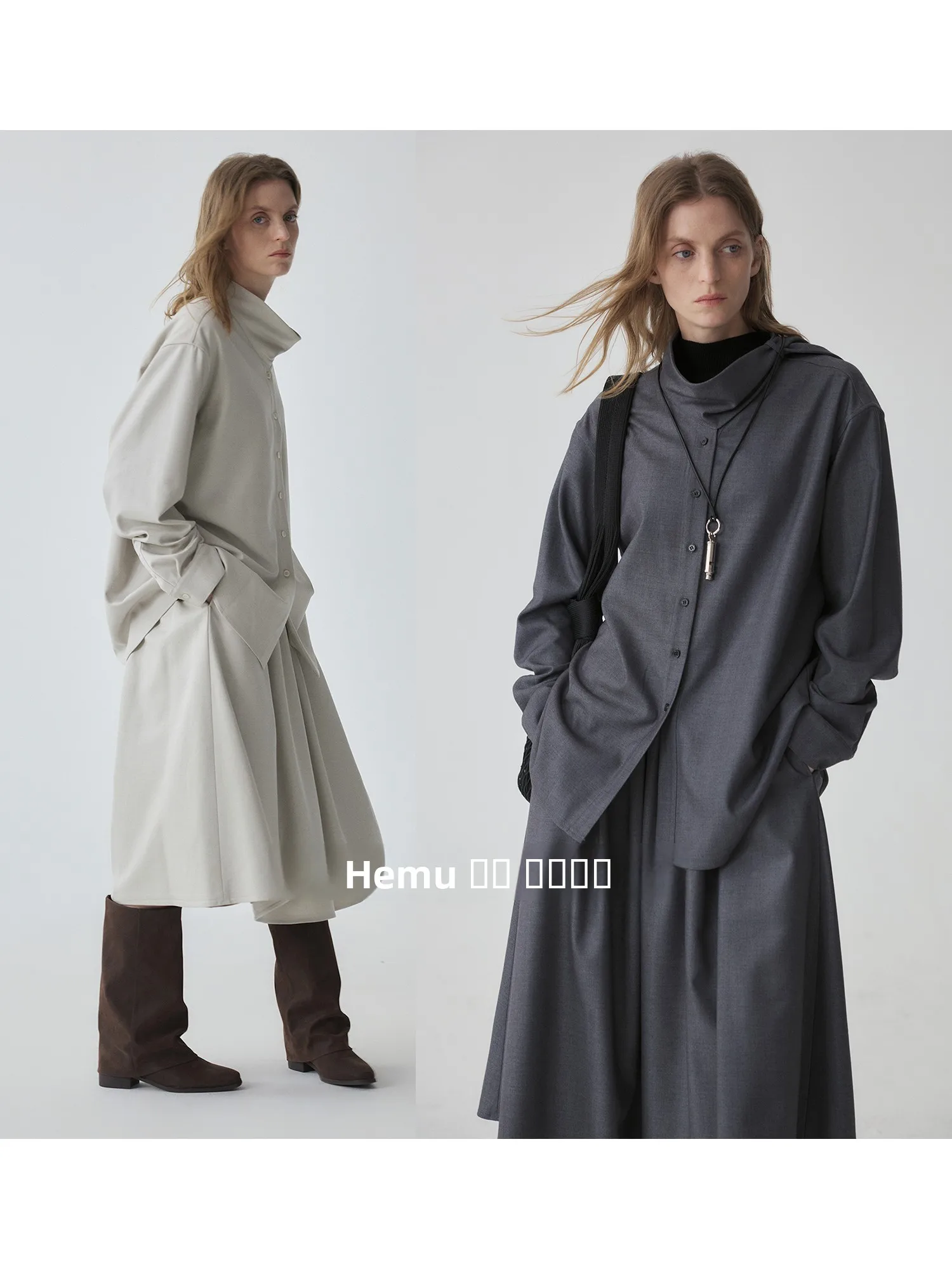 

Комплект AMOR: винтажная свободная блузка из шелковой смеси с высоким содержанием шерсти и юбка А-силуэта с длинными рукавами для женщин