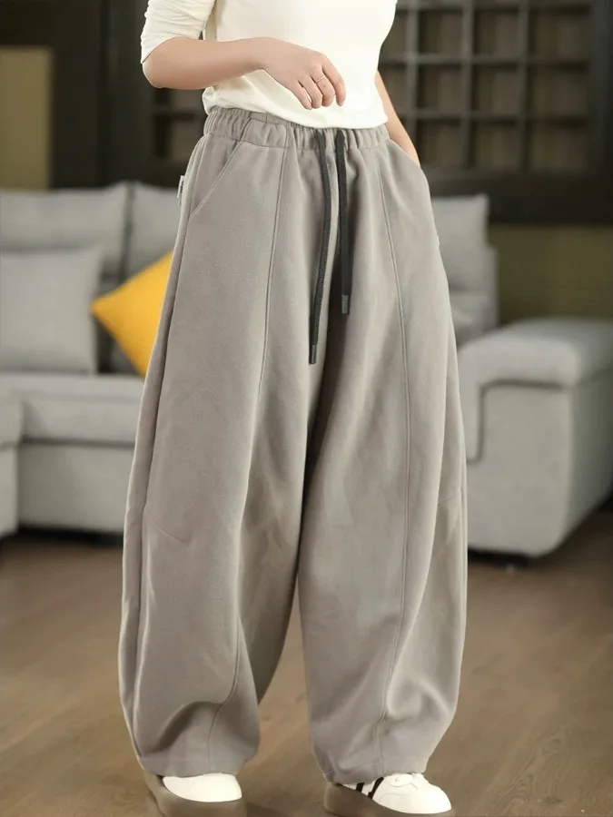 Thickened Knitted Cotton Casual Pants Autumn Winter Version Loose Versatile Casual Knife  Scythe Pants Straight Leg Trousers