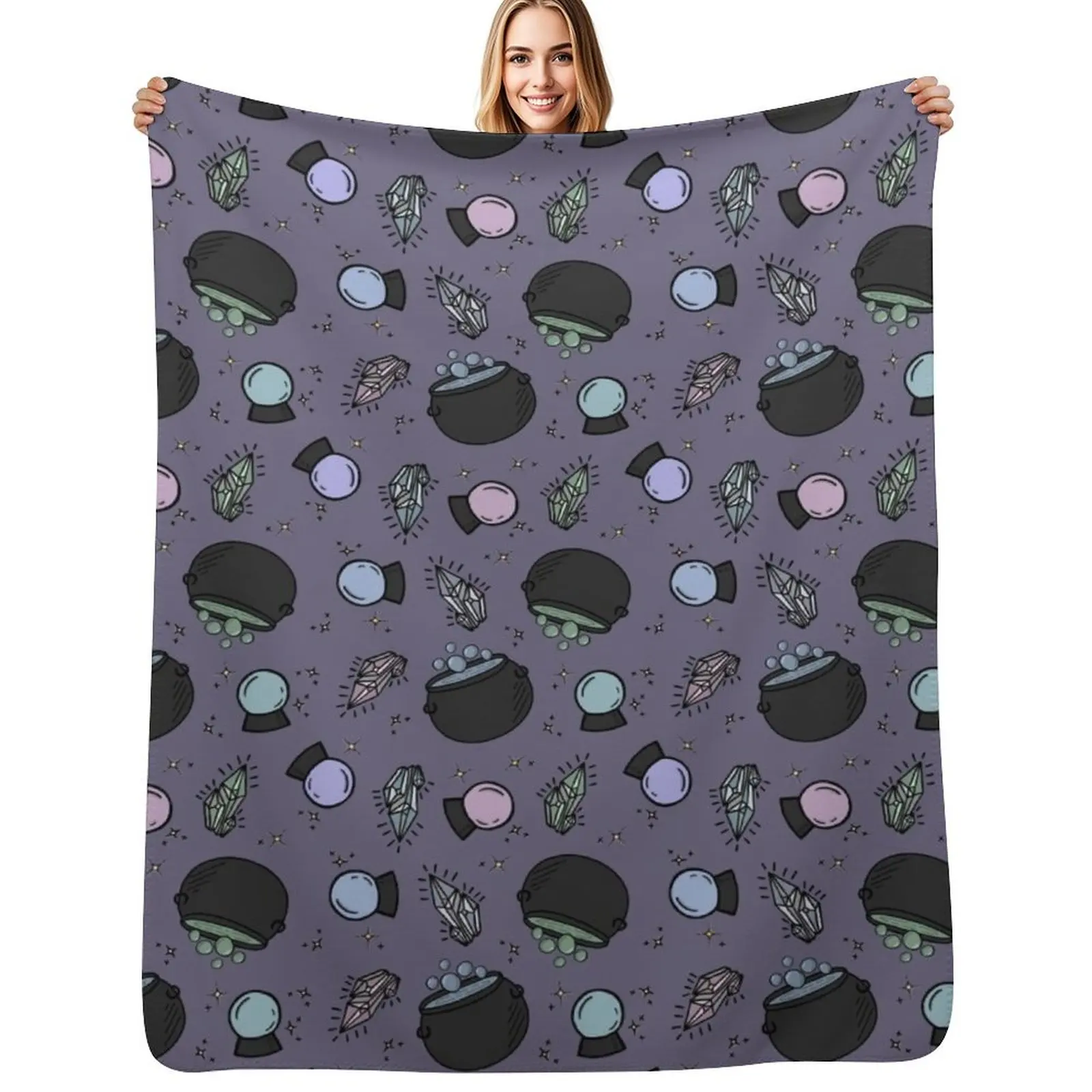 Witchy Things Throw Blanket Warm Cozy Throw Blanket for Living Room Couch