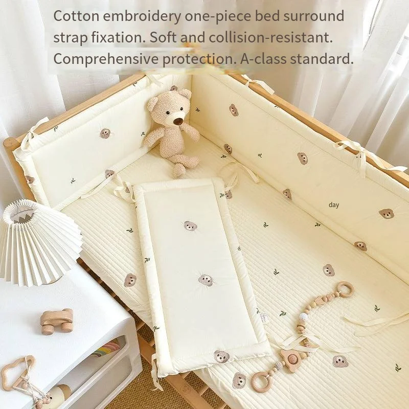 

Бампер для детской кроватки 2025 с мультяшной вышивкой для новорожденных, это мягкая набивка для защиты от ударов и