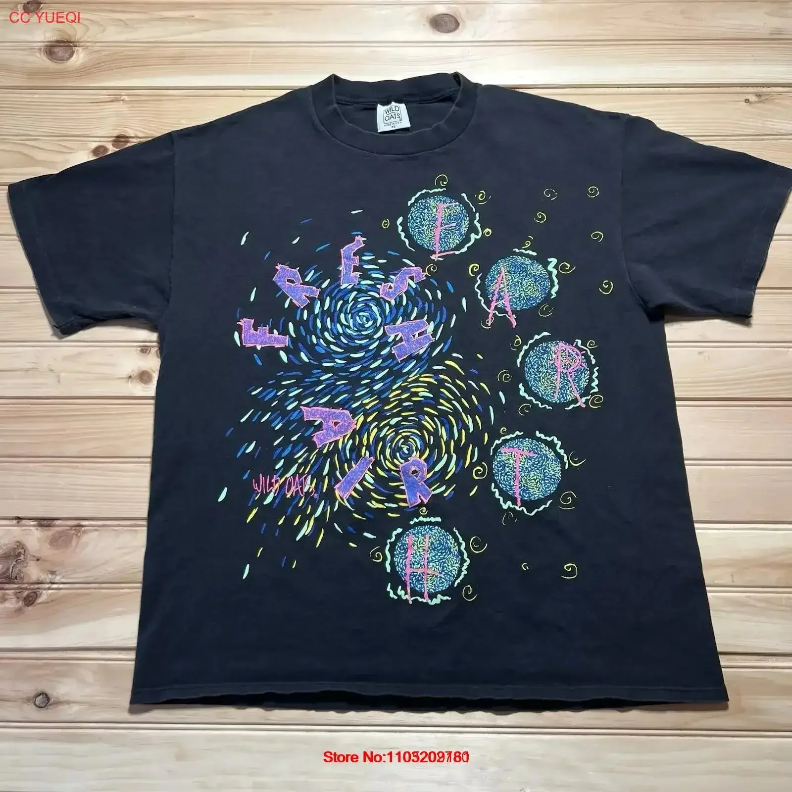 

Wild Oats Fresh Earth Air Abstract Space ArT T Shirt Size XL Double Sided vintage Washed homme Versatile Breathable vintage