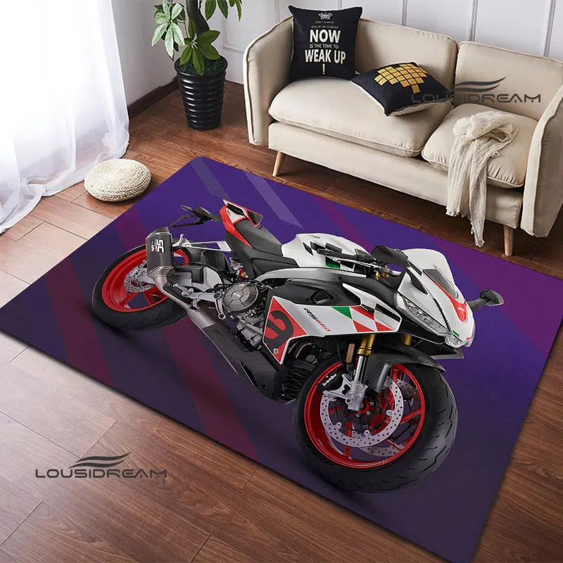 Aprilia logotipo impresso tapete motocicleta moda sala de estar quarto bonito tapete antiderrapante capacho fotografia adereços presente