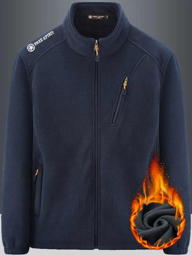 

Men's Winter Thiened Fce Jaet Outdoor Coat Warmth Insulation Double-sided Velvet Men Outerwear Zipper Decoration Casua...