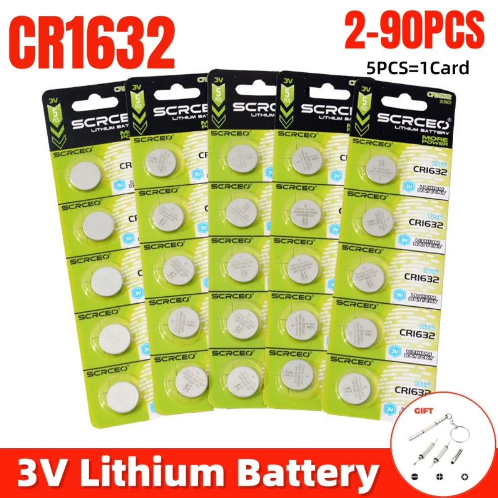 2-90 Stück Knopfbatterien CR1632 DL1632 BR1632 LM1632ECR1632 3V Lithium-Batterie Knopfzellen für Uhren, Autos, Spielzeug, Schlüssel – Detail 1